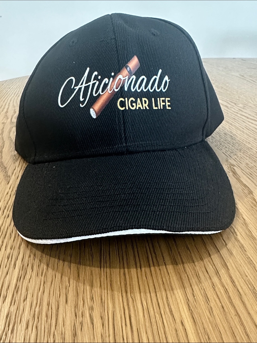 Aficionado Cigar Life Black Embroidered Baseball Cap